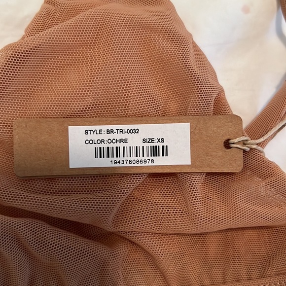 SKIMS Mesh Triangle Bralette in Ochre - Picture 4 of 4